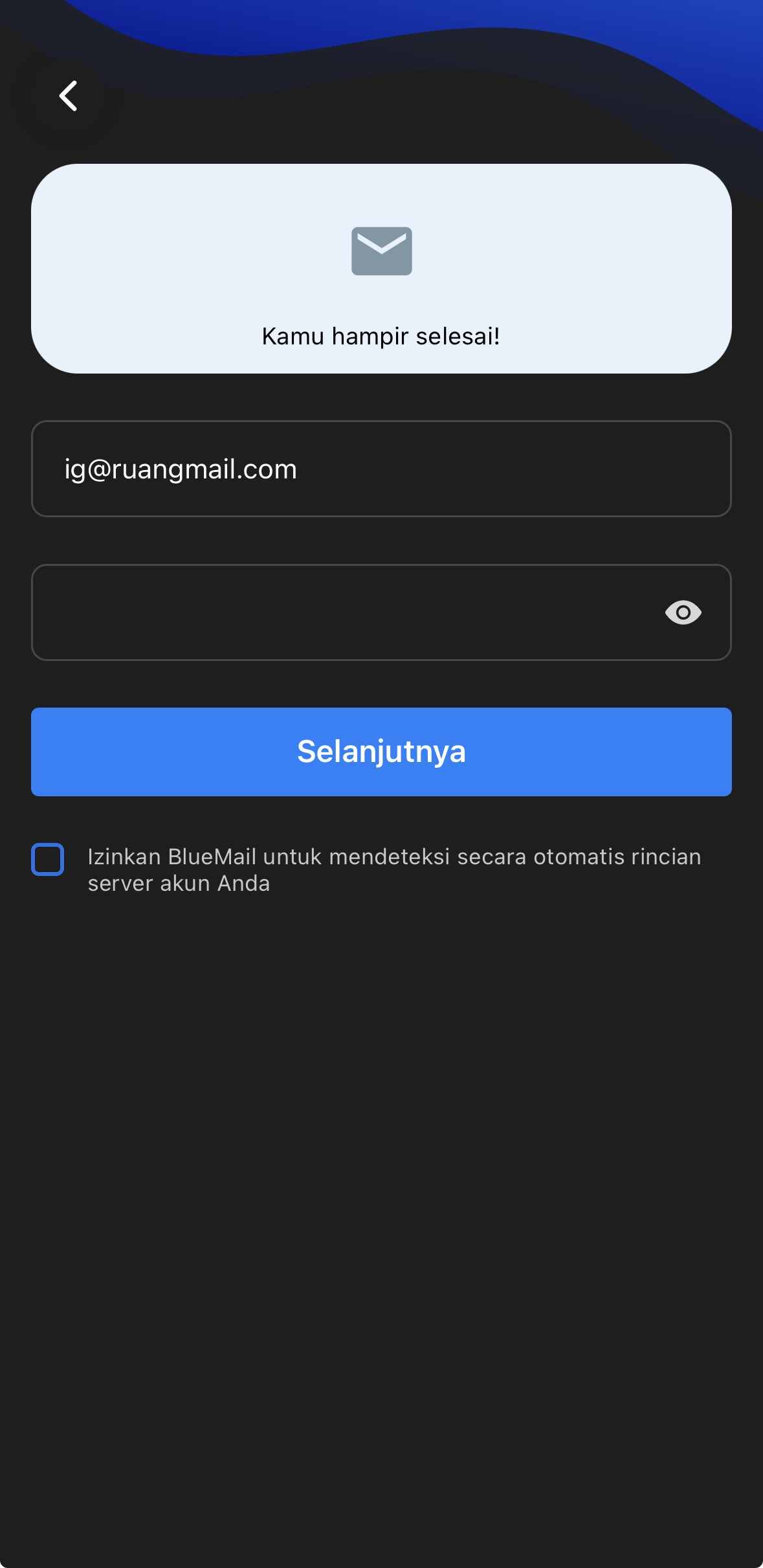 Langkah 02 - Masukkan Email & Matikan Fitur Otomatis